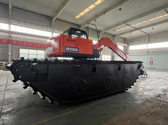 China Top Brand Excavadora anfibia no utilizada HK150SD con 0,25 M3 Máquina de limpieza de río Boom de largo alcance