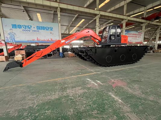 China Top Brand Excavadora anfibia no utilizada HK150SD con 0,25 M3 Máquina de limpieza de río Boom de largo alcance