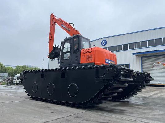 China Top Brand Excavadora anfibia no utilizada HK150SD con 0,25 M3 Máquina de limpieza de río Boom de largo alcance